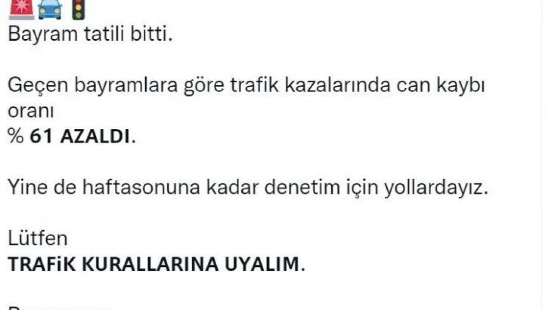 Bakan Soylu: 'Geçen bayramlara göre trafik kazalarında can kaybı oranı yüzde 61 azaldı'