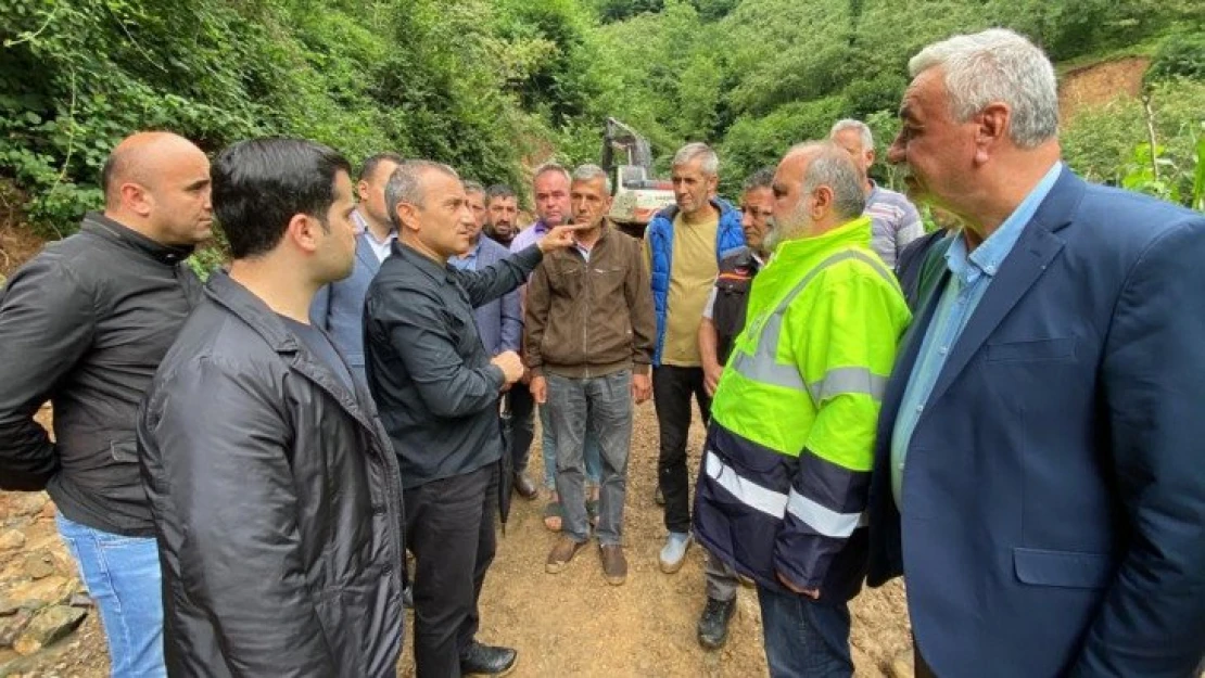 Vali Sonel, şiddetli yağışların hasara yol açtığı ilçede incelemelerde bulundu