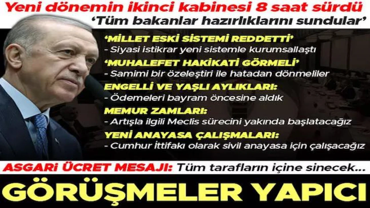 Yeni dönemin ikinci kabine toplantısı 8 saat sürdü... Erdoğan'dan flaş açıklamalar