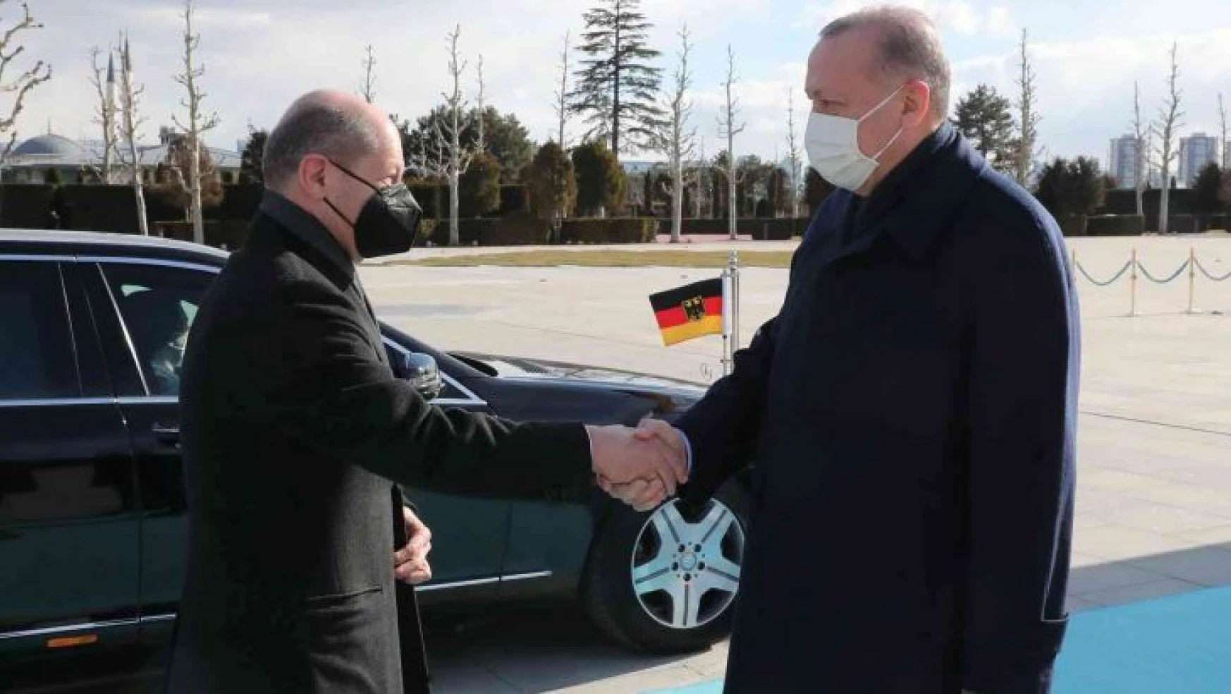 Erdoğan, Alman Başbakanı Scholz'u resmi törenle karşıladı