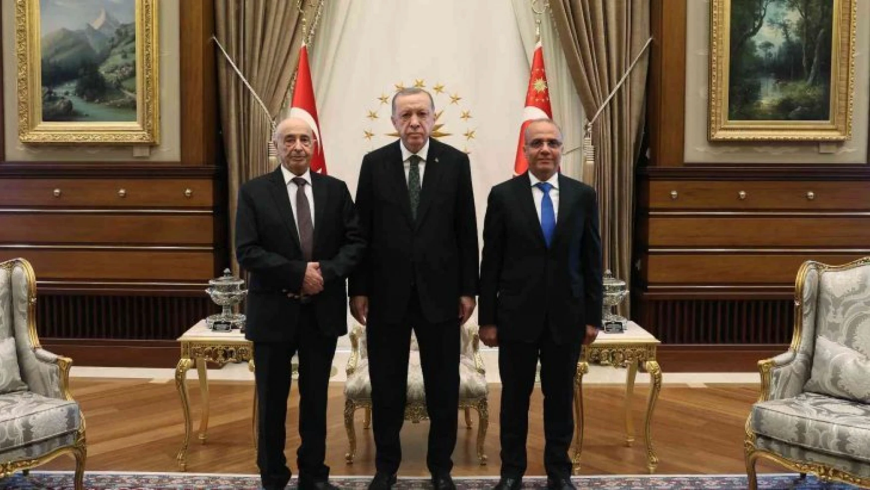 Cumhurbaşkanı Erdoğan, Libya Temsilciler Meclisi Başkanı Akile Salih ve Libya Başkanlık Konseyi Başkan Yardımcısı Abdullah el Lafi'yi kabul etti