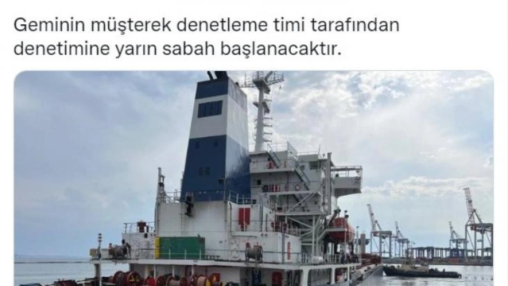 MSB: 'Mısır yüklü RAZONİ kuru yük gemisinin saat 21.00 civarı İstanbul Boğazı Karadeniz girişine ulaşması beklenmektedir'