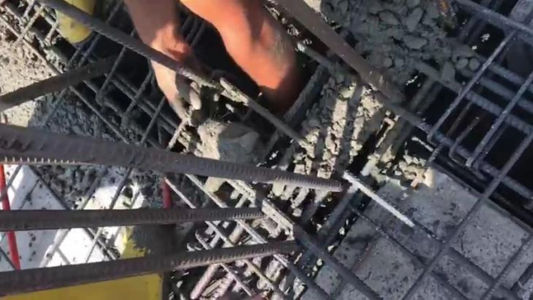 Üzerine yanlışlıkla beton dökülen yavru kedi işçiler tarafından kurtarıldı