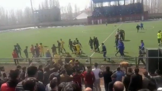 Taraftar sahaya girdi, ortalık karıştı