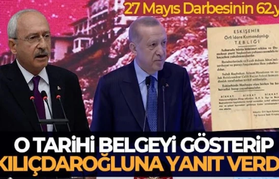 Erdoğan, Kılıçdaroğlu'na Yassıada'da tarihi belgeyi gösterip yanıt verdi