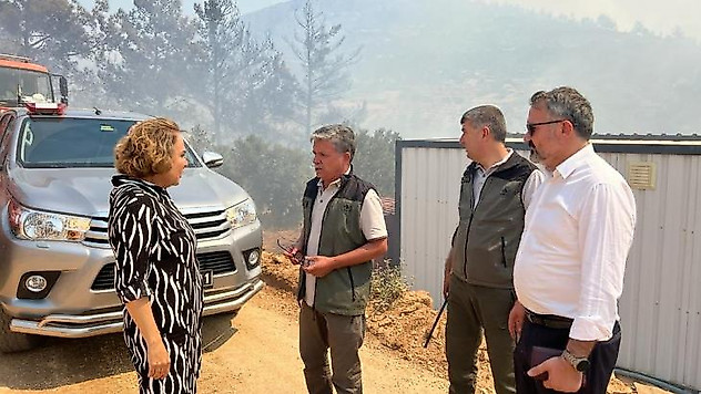 AK Parti'li Yılmaz yangın bölgesinde incelemelerde bulundu