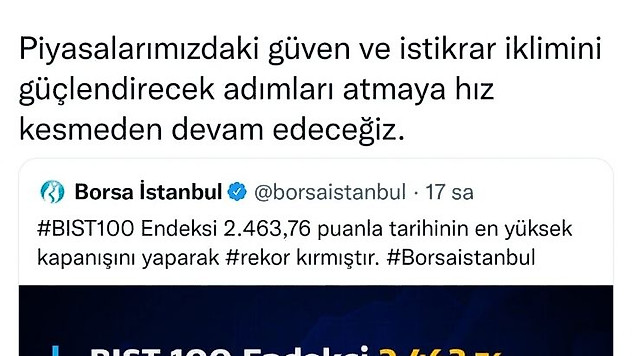 Bakan Nebati'den Borsa İstanbul paylaşımı