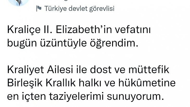 Cumhurbaşkanı Erdoğan, Kraliçe 2. Elizabeth için taziye mesajı yayımladı