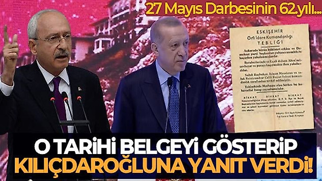 Erdoğan, Kılıçdaroğlu'na Yassıada'da tarihi belgeyi gösterip yanıt verdi