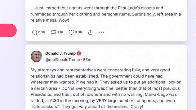 Eski ABD başkanı Donald Trump, evine yapılan aranmayı bizzat onayladığını açıklayan Adalet Bakanı Merrick Garland'a Truth sosyal medya hesabından cevap verdi