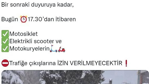 İstanbul'da motokurye ve scooter'a kar yasağı