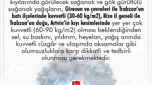 Rize Valiliğinden sel uyarısı