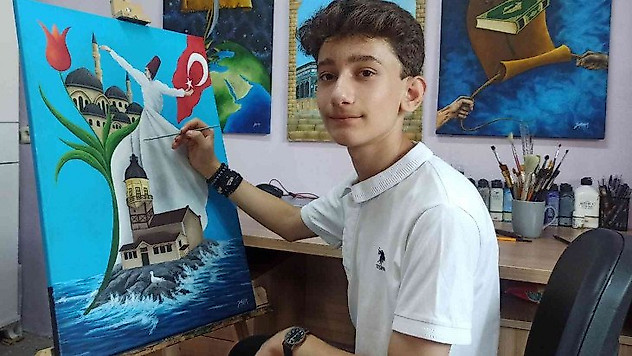 Trafik kazasının ardından resim yapmaya başladı, Türkiye birincisi oldu
