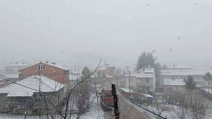 Bilecik'e Nisan ayında lapa lapa kar yağdı