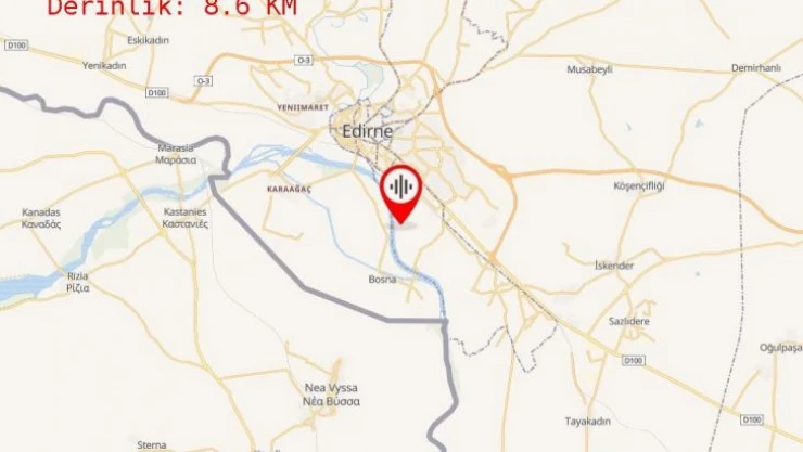 Edirne'de 2.5 büyüklüğünde deprem