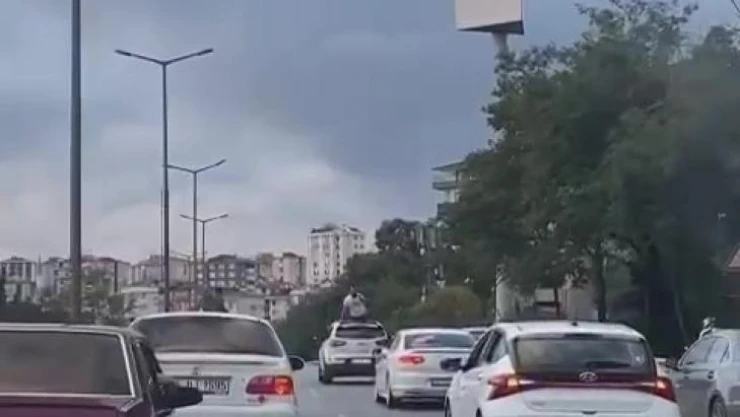 Kartal'da düğün konvoyu yapıp trafiği birbirine kattılar