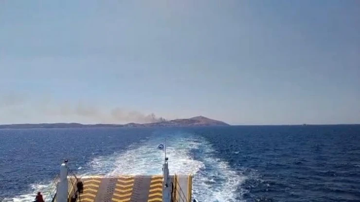 Tatil bölgesi Bozcaada'da otluk yangını