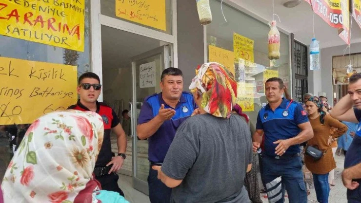 Ucuz halı izdihamı yaşandı, ruhsatsız mağaza kapandı